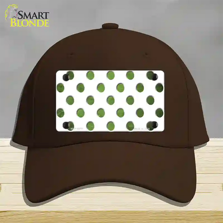 Lime Green White Dots Oil Rubbed Novelty License Plate Hat Cotton / Dark Brown