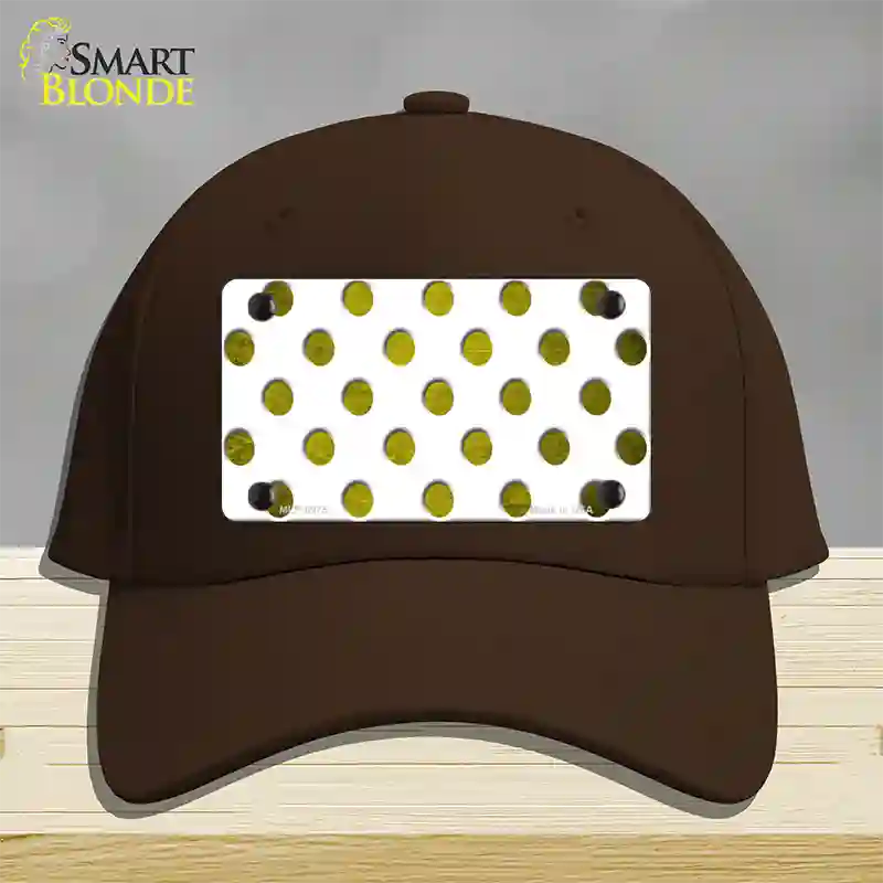 Yellow White Dots Oil Rubbed Novelty License Plate Hat Cotton / Dark Brown