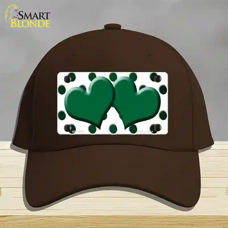 Green White Dots Hearts Oil Rubbed Novelty License Plate Hat Cotton / Dark Brown