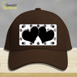 Black White Dots Hearts Oil Rubbed Novelty License Plate Hat Cotton / Dark Brown