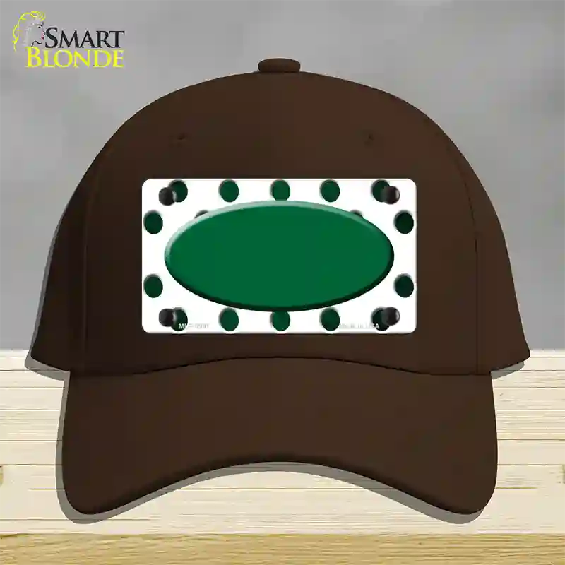 Green White Dots Oval Oil Rubbed Novelty License Plate Hat Cotton / Dark Brown