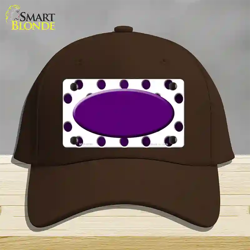 Purple White Dots Oval Oil Rubbed Novelty License Plate Hat Cotton / Dark Brown