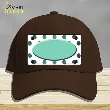 Mint White Dots Oval Oil Rubbed Novelty License Plate Hat Cotton / Dark Brown