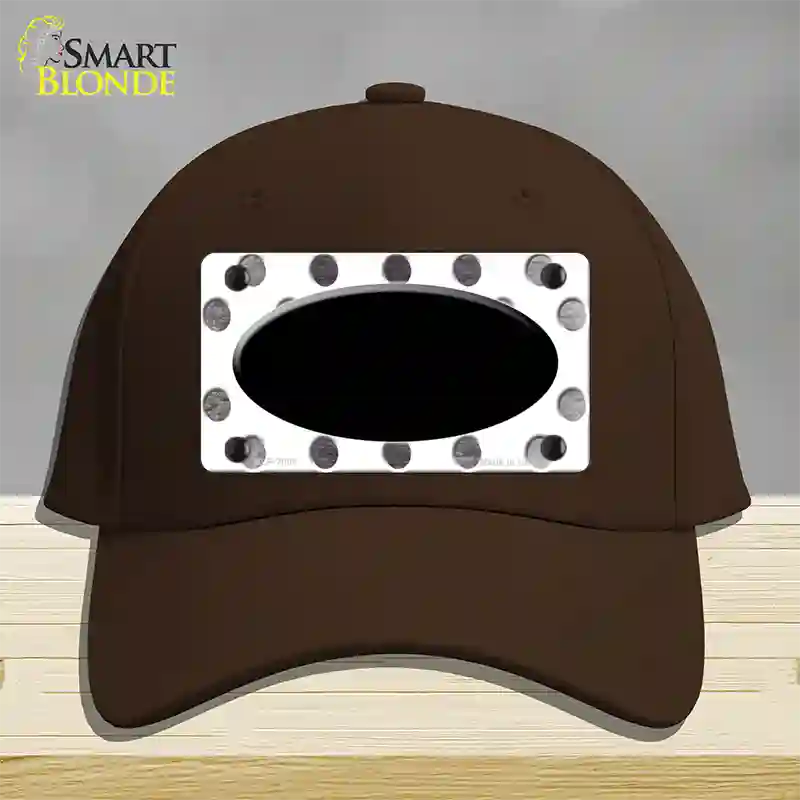 Black White Dots Oval Oil Rubbed Novelty License Plate Hat Cotton / Dark Brown