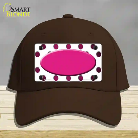 Pink White Dots Oval Oil Rubbed Novelty License Plate Hat Cotton / Dark Brown