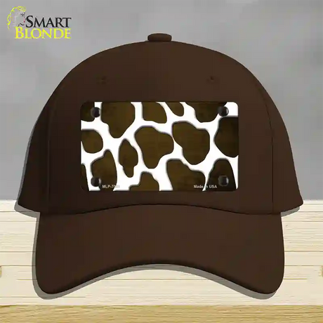 Brown White Giraffe Oil Rubbed Novelty License Plate Hat Cotton / Dark Brown