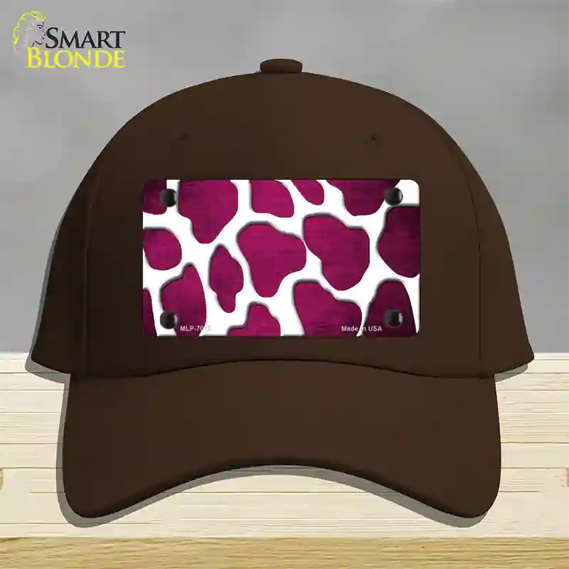 Pink White Giraffe Oil Rubbed Novelty License Plate Hat Cotton / Dark Brown