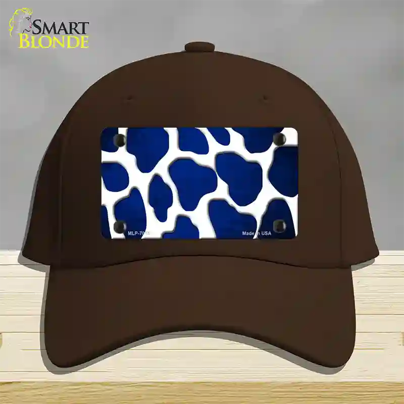 Blue White Giraffe Oil Rubbed Novelty License Plate Hat Cotton / Dark Brown