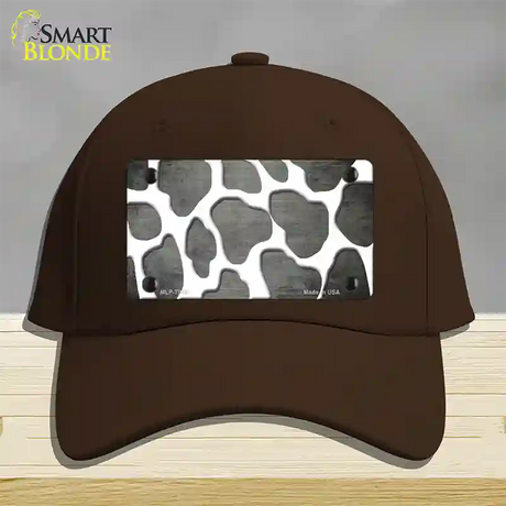 Gray White Giraffe Oil Rubbed Novelty License Plate Hat Cotton / Dark Brown