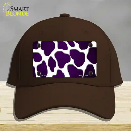 Purple White Giraffe Oil Rubbed Novelty License Plate Hat Cotton / Dark Brown