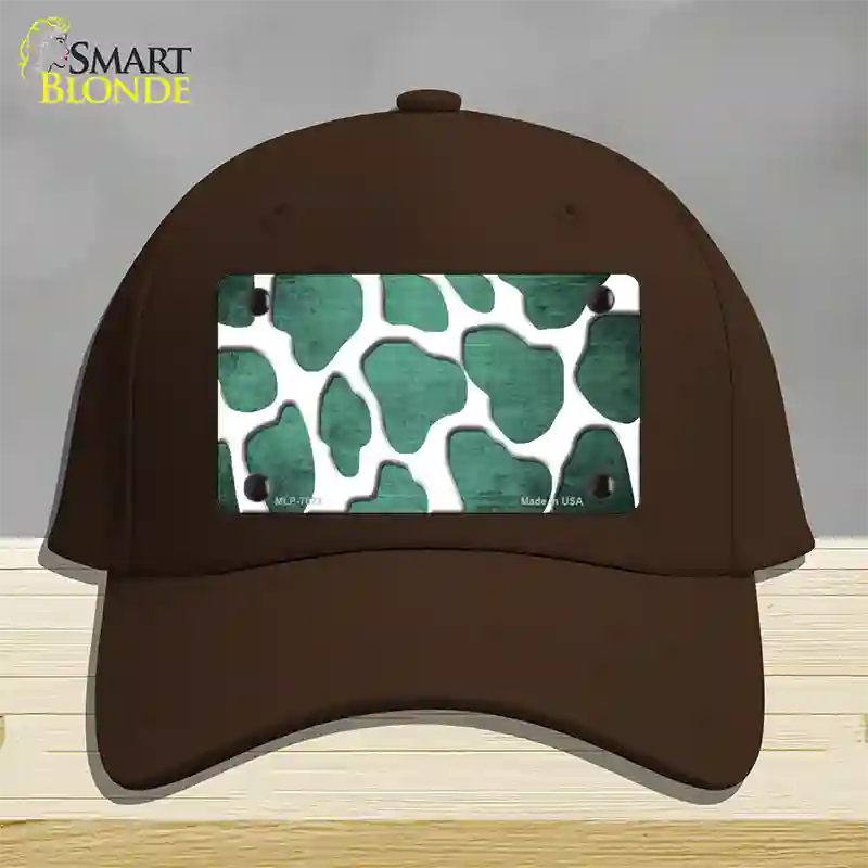 Mint White Giraffe Oil Rubbed Novelty License Plate Hat Cotton / Dark Brown