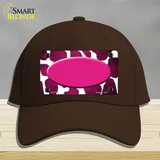 Pink White Oval Giraffe Oil Rubbed Novelty License Plate Hat Cotton / Dark Brown