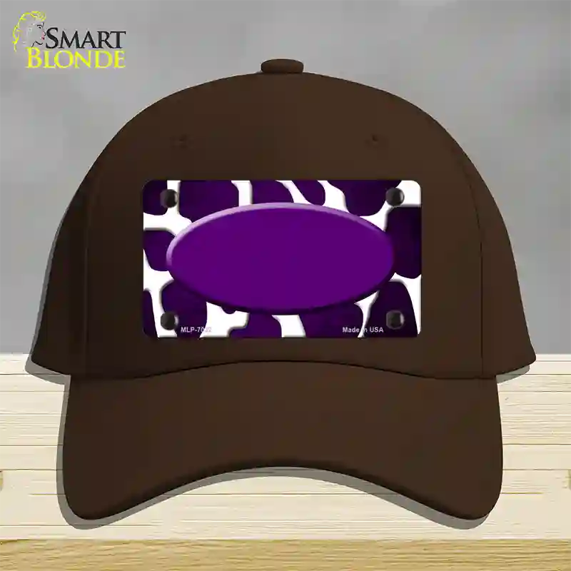 Purple White Oval Giraffe Oil Rubbed Novelty License Plate Hat Cotton / Dark Brown