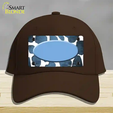 Light Blue White Oval Giraffe Oil Rubbed Novelty License Plate Hat Cotton / Dark Brown