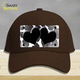 Black White Hearts Giraffe Oil Rubbed Novelty License Plate Hat Cotton / Dark Brown