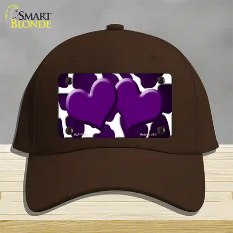 Purple White Hearts Giraffe Oil Rubbed Novelty License Plate Hat Cotton / Dark Brown