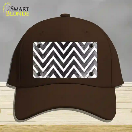 Black White Chevron Oil Rubbed Novelty License Plate Hat Cotton / Dark Brown