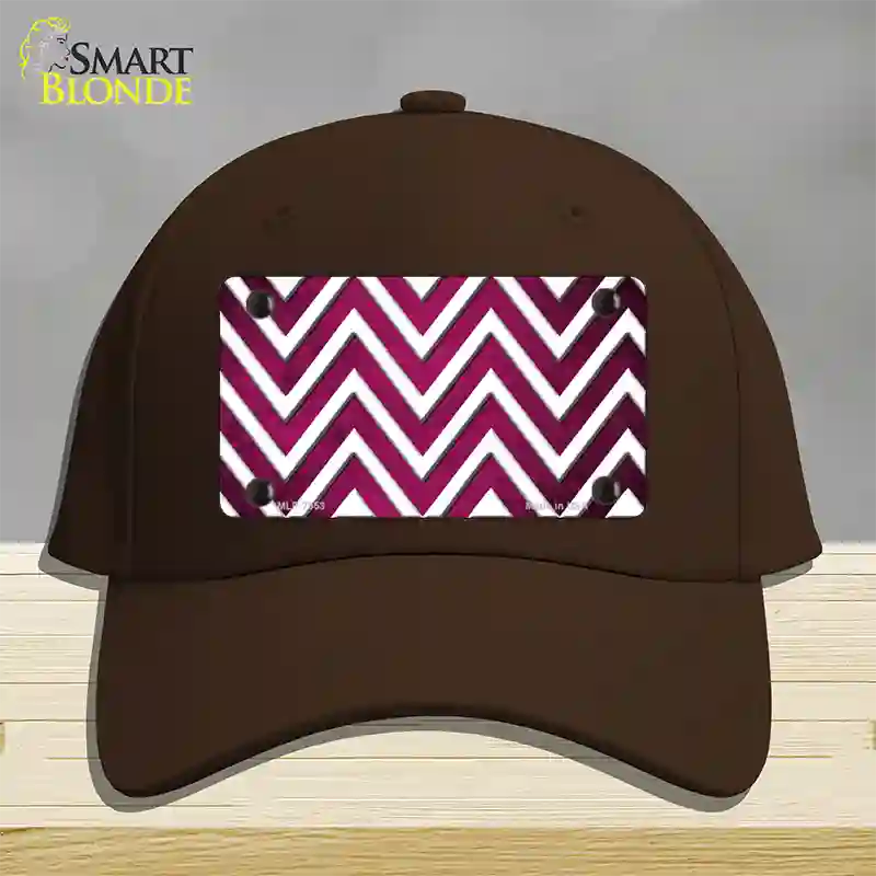 Pink White Chevron Oil Rubbed Novelty License Plate Hat Cotton / Dark Brown