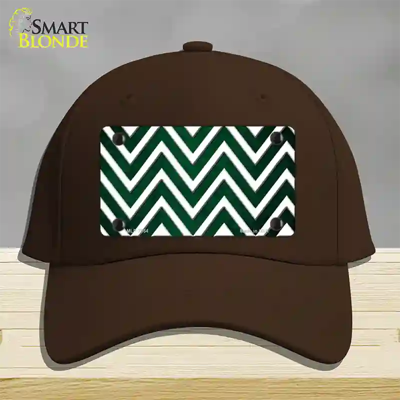 Green White Chevron Oil Rubbed Novelty License Plate Hat Cotton / Dark Brown