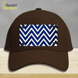 Blue White Chevron Oil Rubbed Novelty License Plate Hat Cotton / Dark Brown