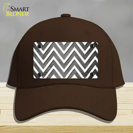 Gray White Chevron Oil Rubbed Novelty License Plate Hat Cotton / Dark Brown