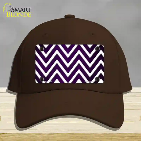 Purple White Chevron Oil Rubbed Novelty License Plate Hat Cotton / Dark Brown