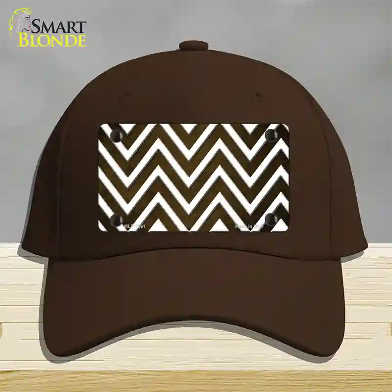 Brown White Chevron Oil Rubbed Novelty License Plate Hat Cotton / Dark Brown