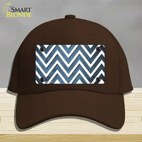 Light Blue White Chevron Oil Rubbed Novelty License Plate Hat Cotton / Dark Brown