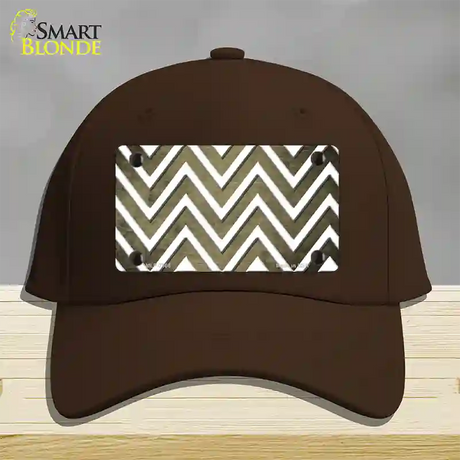 Gold White Chevron Oil Rubbed Novelty License Plate Hat Cotton / Dark Brown