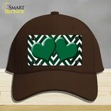 Green White Hearts Chevron Oil Rubbed Novelty License Plate Hat Cotton / Dark Brown