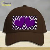 Purple White Hearts Chevron Oil Rubbed Novelty License Plate Hat Cotton / Dark Brown