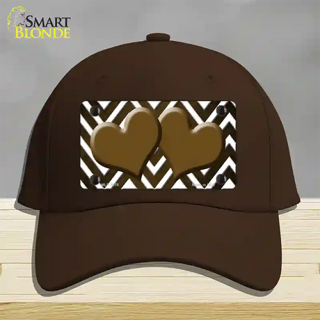 Brown White Hearts Chevron Oil Rubbed Novelty License Plate Hat Cotton / Dark Brown