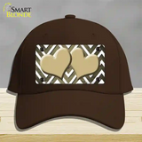 Gold White Hearts Chevron Oil Rubbed Novelty License Plate Hat Cotton / Dark Brown