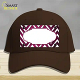 Pink White Chevron Scallop Oil Rubbed Novelty License Plate Hat Cotton / Dark Brown