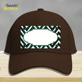 Green White Chevron Scallop Oil Rubbed Novelty License Plate Hat Cotton / Dark Brown