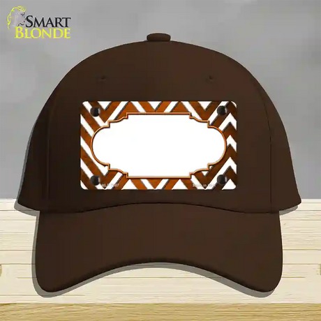 Orange White Chevron Scallop Oil Rubbed Novelty License Plate Hat Cotton / Dark Brown