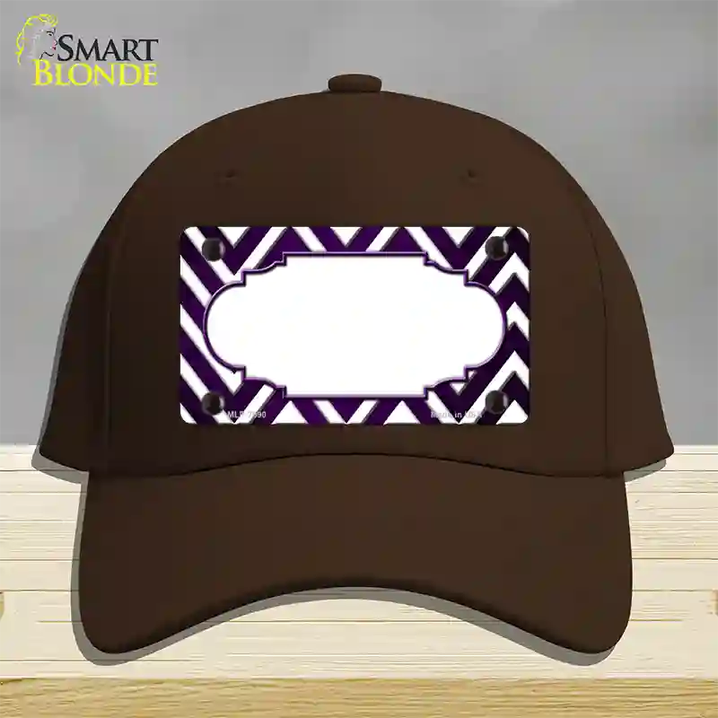 Purple White Chevron Scallop Oil Rubbed Novelty License Plate Hat Cotton / Dark Brown