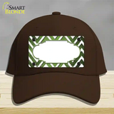 Lime Green White Chevron Scallop Oil Rubbed Novelty License Plate Hat Cotton / Dark Brown