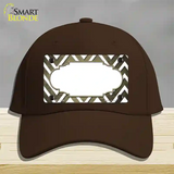 Gold White Chevron Scallop Oil Rubbed Novelty License Plate Hat Cotton / Dark Brown