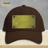 Yellow White Quatrefoil Oil Rubbed Novelty License Plate Hat Cotton / Dark Brown