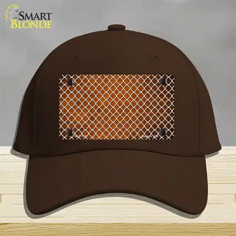 Orange White Quatrefoil Oil Rubbed Novelty License Plate Hat Cotton / Dark Brown