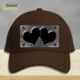 Black White Quatrefoil Hearts Oil Rubbed Novelty License Plate Hat Cotton / Dark Brown