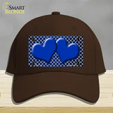 Blue White Quatrefoil Hearts Oil Rubbed Novelty License Plate Hat Cotton / Dark Brown