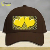 Yellow White Quatrefoil Hearts Oil Rubbed Novelty License Plate Hat Cotton / Dark Brown