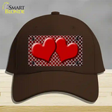 Red White Quatrefoil Hearts Oil Rubbed Novelty License Plate Hat Cotton / Dark Brown