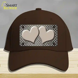 Tan White Quatrefoil Hearts Oil Rubbed Novelty License Plate Hat Cotton / Dark Brown