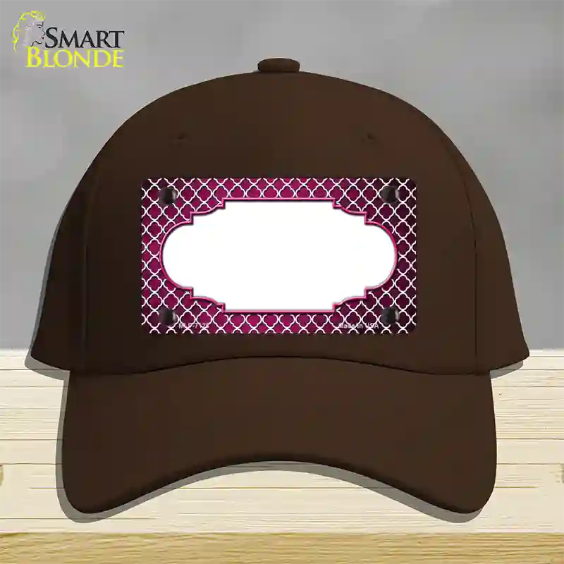 Pink White Quatrefoil Scallop Oil Rubbed Novelty License Plate Hat Cotton / Dark Brown