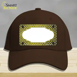 Yellow White Quatrefoil Scallop Oil Rubbed Novelty License Plate Hat Cotton / Dark Brown