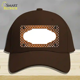 Orange White Quatrefoil Scallop Oil Rubbed Novelty License Plate Hat Cotton / Dark Brown