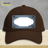 Light Blue White Quatrefoil Scallop Oil Rubbed Novelty License Plate Hat Cotton / Dark Brown